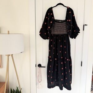 Free People Dahlia Embroidered Maxi Dress in Black